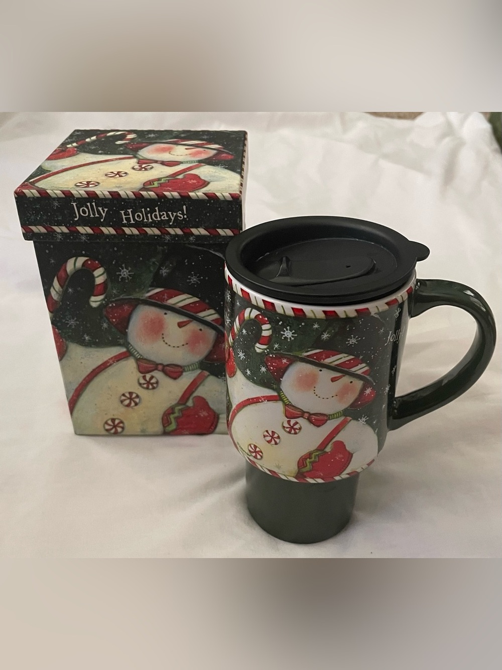 Lang Go Everywhere 16 Oz Ceramic Christmas Travel Mug w/ Lid - Sam’s Candy Cane